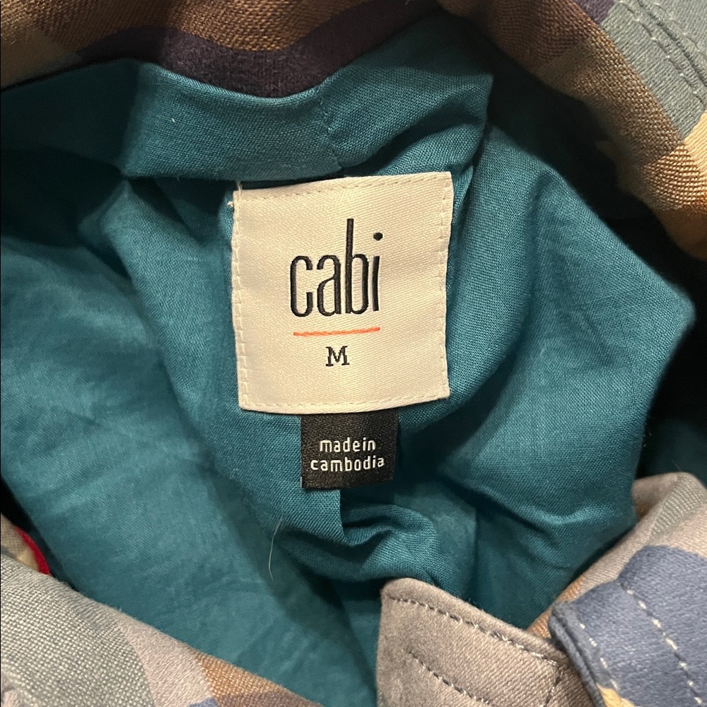NWOT CABI #6248 blue plaid trench coat size medium new - Picture 7 of 9